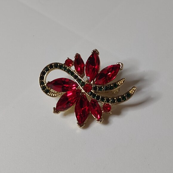 Red And Green Flower Brooch - Picture 5 of 6